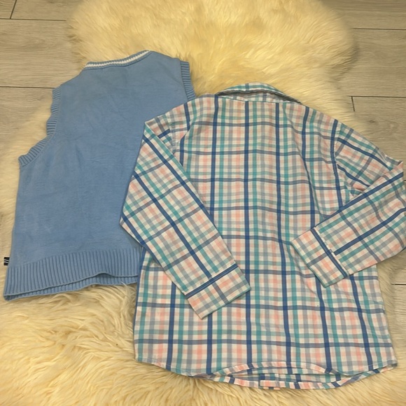 Nautica 3 Piece Set Blue Long-Sleeve Button Down Sweater Vest & Pants Size 4T - Picture 13 of 13